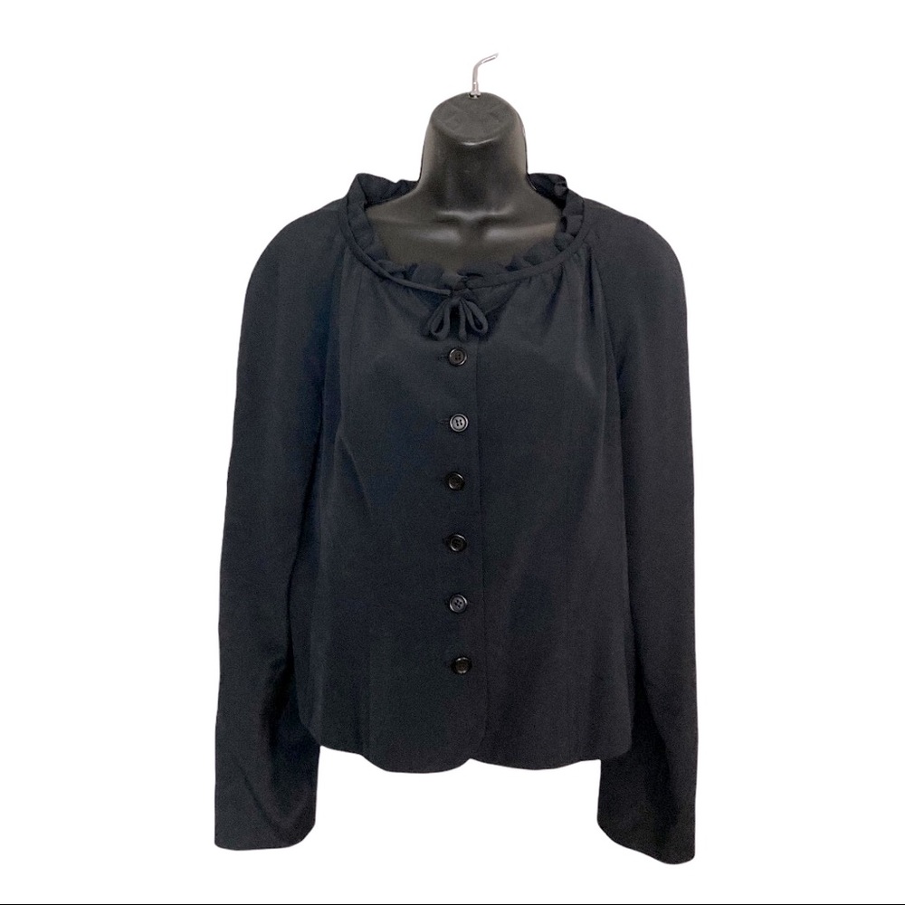 Etcetera Ruffle Neck Tie Button Black Blazer Jacket - Picture 2 of 7